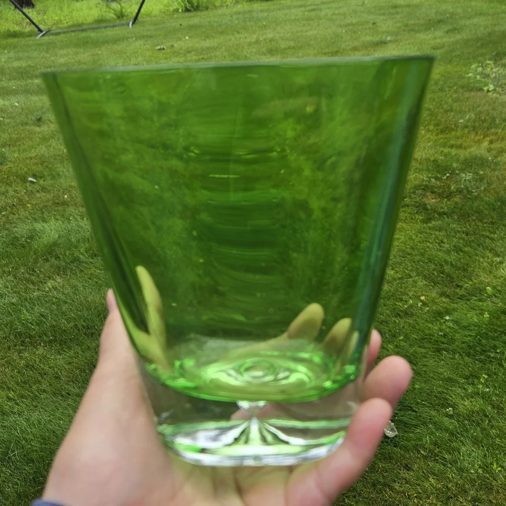 Hand Blown Green Glass Vase